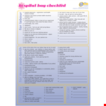 New Baby Hospital Checklist example document template 