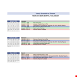 Event Schedule, Payment & Reports | January Monthly example document template