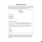 Email Resignation Letter To Supervisor Example Pdf Free Download example document template