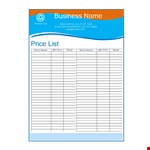 Affordable and Professional Price List Template | Customizable example document template