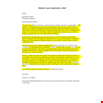 Medical Leave Application Letter example document template