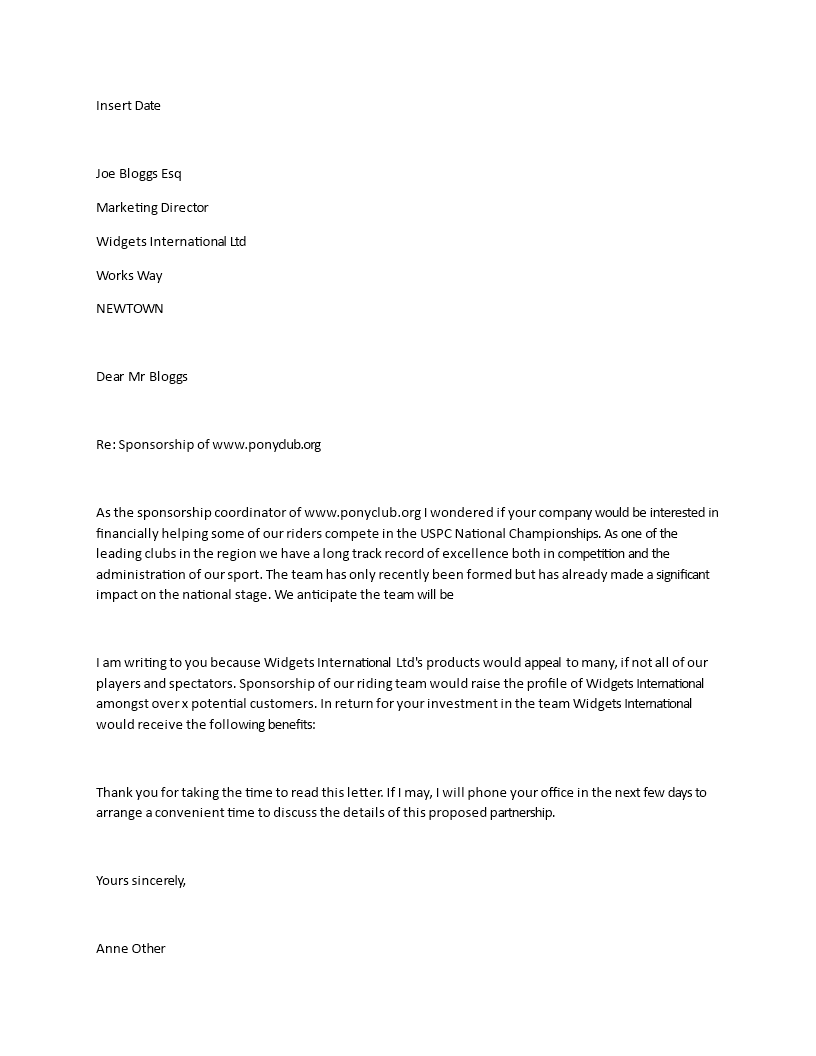 Sponsorship Letter Template - Create Engaging Sponsorship Letters ...