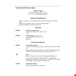 Sample Chronological Resume | Customer Skills in the State of Collins example document template