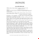Location Release Form for College Project: Property Owner - Skidmore example document template 