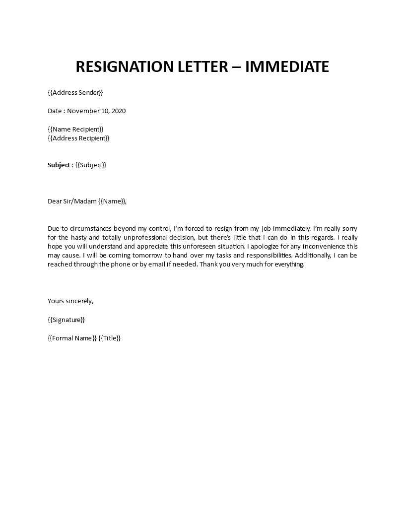 Letter resignation Resignation Letter