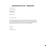 Immediate resignation letter for personal reasons example document template