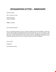 Resignation Letter Template Immediate Effect