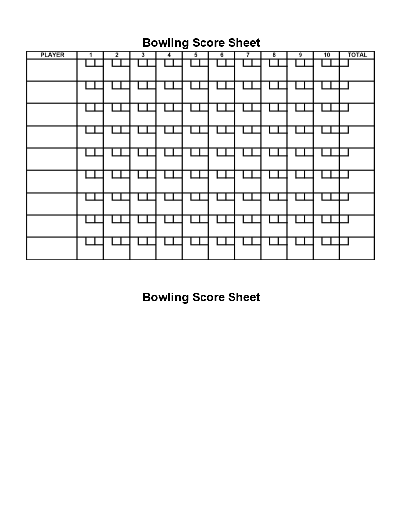 Printable Bowling Score Sheet