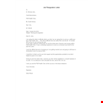 Simple Job Resignation Letter Example example document template