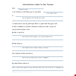 Teacher Introduction Letter Template example document template