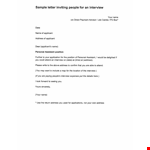 Job Interview Letter Template - Customizable and Professional example document template