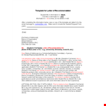 Teacher Recommendation Letter Template: Guidance for Research, Student Information Fill-ins example document template 