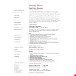 Data Entry Operator Work Resume example document template