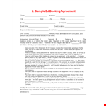 Dj Booking Contract Template example document template