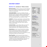 Sample Investment Summary - Analyzing the Software, Market, and Genetic Opportunities | Generico example document template