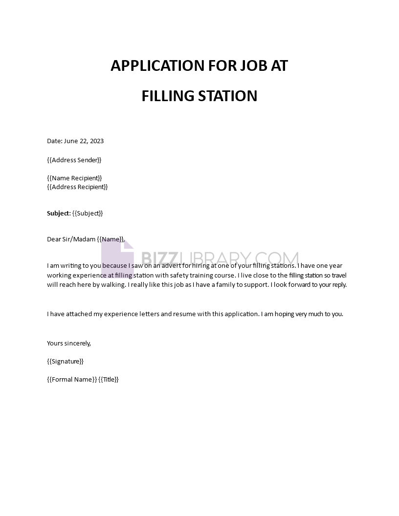 Application For Job At Filling Station 4723