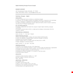 Digital Marketing Manager Resume Sample example document template