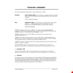 Franchise Agreement: Key Terms for Franchisees and Franchisors example document template 