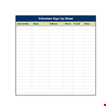 Volunteer Activity Sign Up Sheet - Join Now! example document template