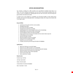 Office Job Description example document template
