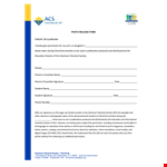 Photo Release Form for Parents and Guardians | ChemClub example document template