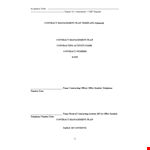 Contract Risk Management Plan example document template