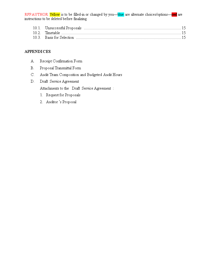 effective request for proposal template | find your perfect auditor sample