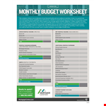 Home Budget Worksheet - Track and Manage Your Monthly Expenses Efficiently example document template