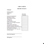 Complete Your New Hire Checklist: Application, Insurance, and More example document template