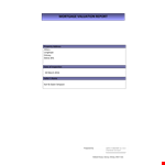 Mortgage Valuation Report example document template