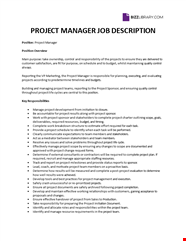 Project Manager Job Description