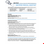 Certified Medical Assistant Resume Sample example document template 