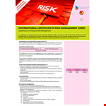 International Risk Management Training Certificate example document template