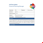 Financial Planning Manager Job Description example document template