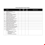 Sample Implementation Plan example document template