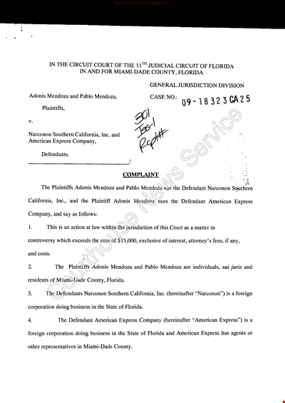 Formal Legal Complaint Letter | American | Pablo Mendoza | Narconon Adonis