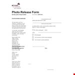 Photo Release Form example document template 