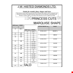 Diamond Size Chart - Weight and Shapes for All Sizes of Diamonds example document template