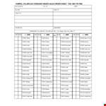 Sales Order Sheet Template example document template