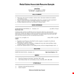 Retail Sales Associate Resume Sample example document template