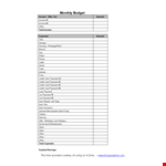 Monthly Budget Template Word example document template