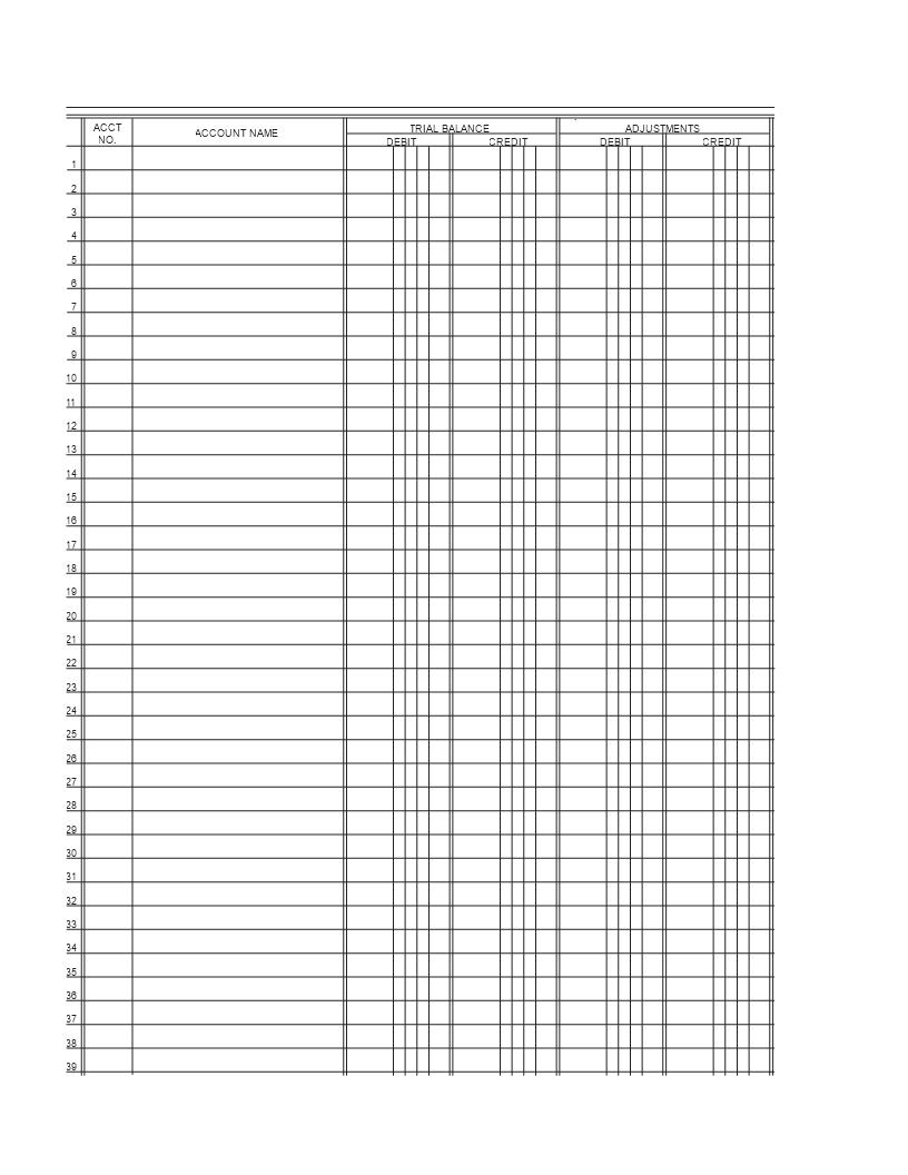 Printable Manual Accounting Sheets