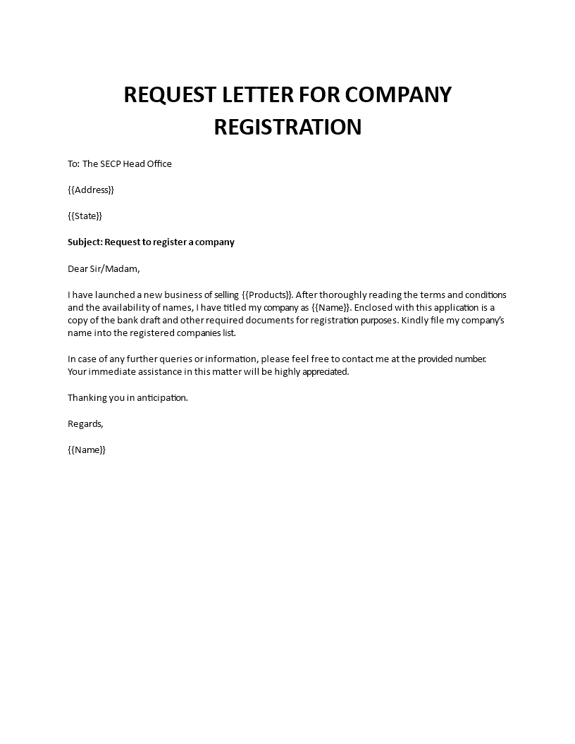 how to write application letter for registration