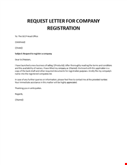 Request Letter For Company Registration