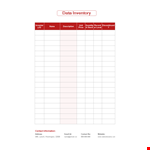 Data Inventory Template - Manage Email, Inventory, Description & Contact example document template