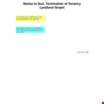 Notice to Quit and Termination of Tenancy Guide for Landlords and Tenants example document template 