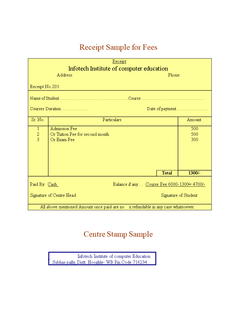 Professional Fee Receipt Template: Create Sample Receipts for Your ...