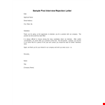 Interview Rejection Letter Template example document template