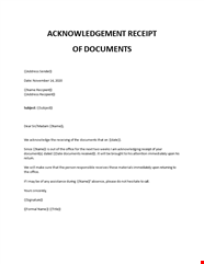 Acknowledgement Receipt Of Documents