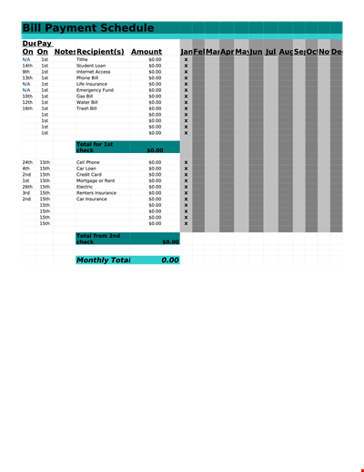 Manage Your Finances with Our Free Printable Bill Payment Schedule Template
